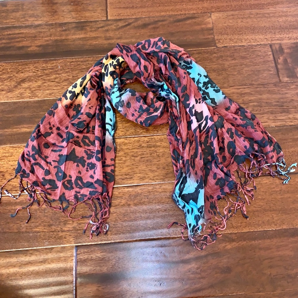 Multi-colored animal print scarf